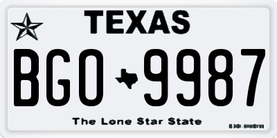 TX license plate BGO9987