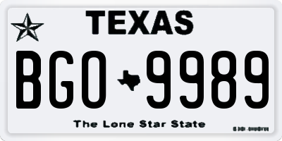 TX license plate BGO9989
