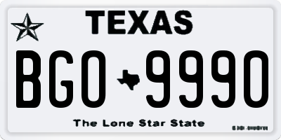 TX license plate BGO9990