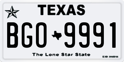 TX license plate BGO9991