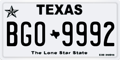 TX license plate BGO9992