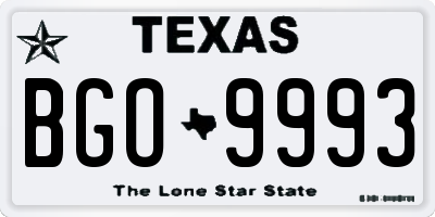 TX license plate BGO9993