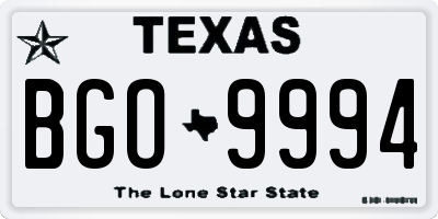 TX license plate BGO9994