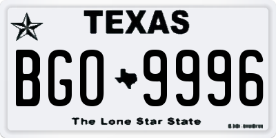 TX license plate BGO9996