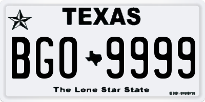 TX license plate BGO9999