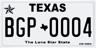 TX license plate BGP0004
