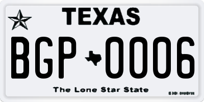 TX license plate BGP0006