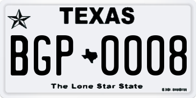TX license plate BGP0008