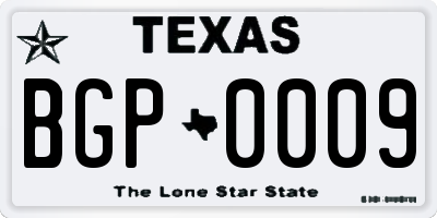 TX license plate BGP0009