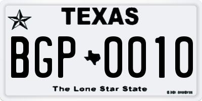 TX license plate BGP0010