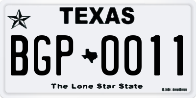 TX license plate BGP0011