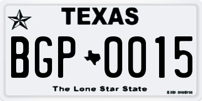 TX license plate BGP0015