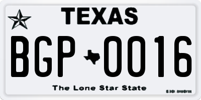 TX license plate BGP0016