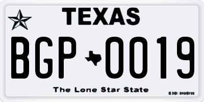 TX license plate BGP0019