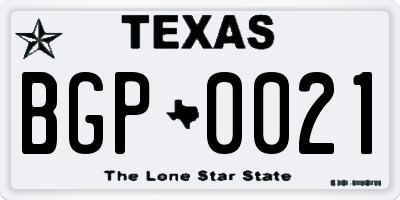 TX license plate BGP0021
