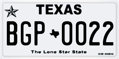 TX license plate BGP0022