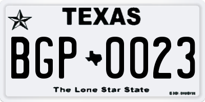 TX license plate BGP0023