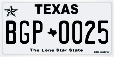 TX license plate BGP0025