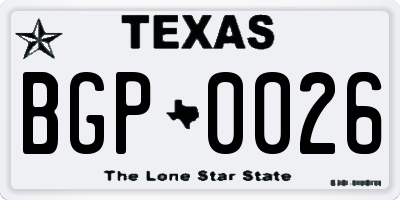 TX license plate BGP0026