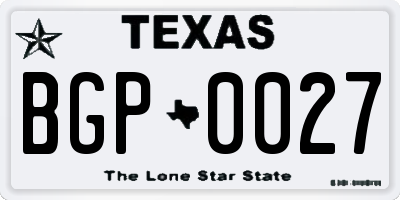 TX license plate BGP0027
