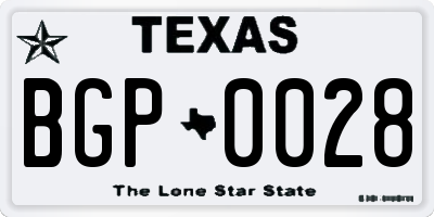 TX license plate BGP0028