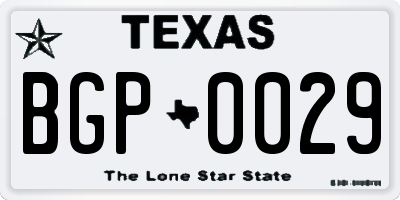 TX license plate BGP0029
