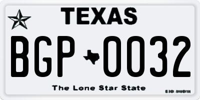 TX license plate BGP0032