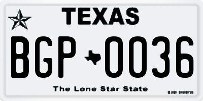 TX license plate BGP0036