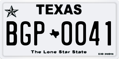 TX license plate BGP0041