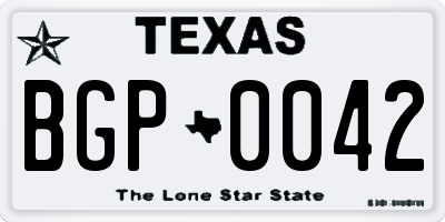 TX license plate BGP0042