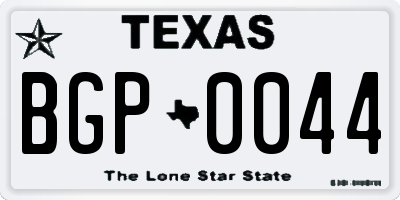 TX license plate BGP0044