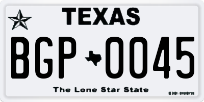 TX license plate BGP0045