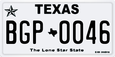 TX license plate BGP0046