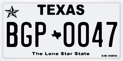 TX license plate BGP0047