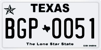 TX license plate BGP0051