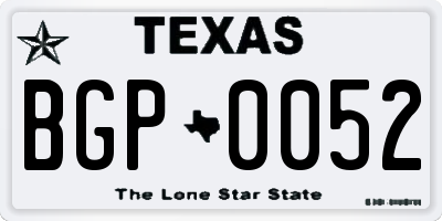 TX license plate BGP0052