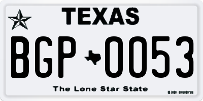 TX license plate BGP0053