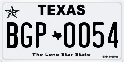 TX license plate BGP0054
