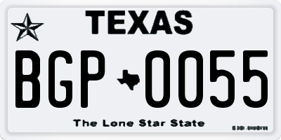 TX license plate BGP0055