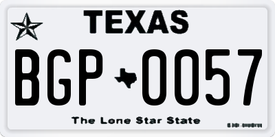 TX license plate BGP0057