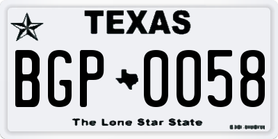 TX license plate BGP0058