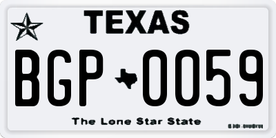 TX license plate BGP0059