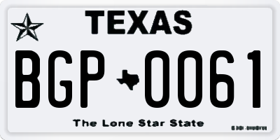 TX license plate BGP0061