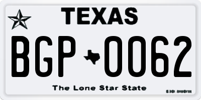 TX license plate BGP0062