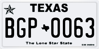 TX license plate BGP0063