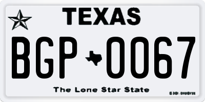 TX license plate BGP0067