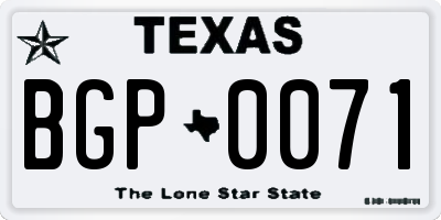 TX license plate BGP0071