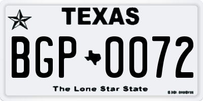TX license plate BGP0072