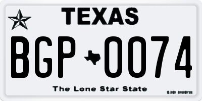 TX license plate BGP0074