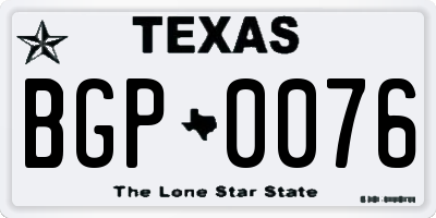 TX license plate BGP0076